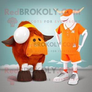 Orange Hereford Cow maskot...