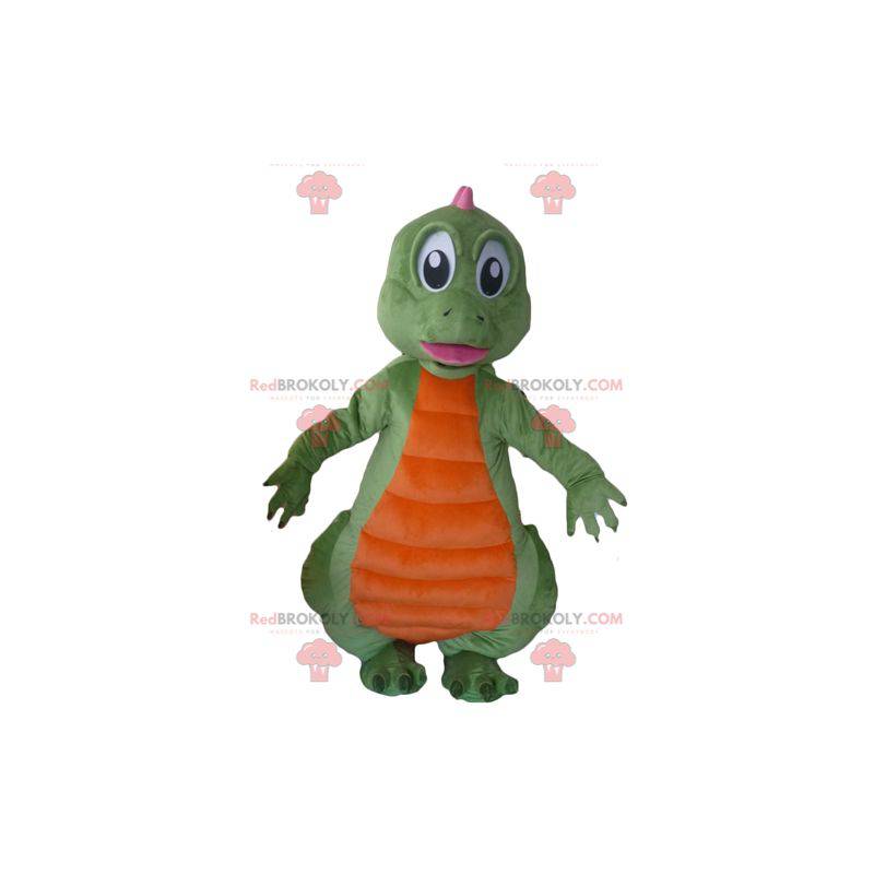 Orange and pink green dinosaur mascot - Redbrokoly.com