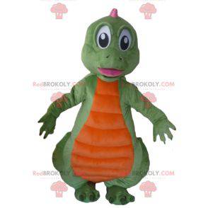 Orange and pink green dinosaur mascot - Redbrokoly.com