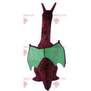 Large red and green dragon mascot with large wings -