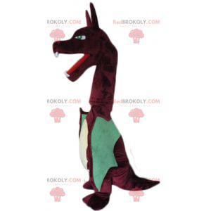 Large red and green dragon mascot with large wings -