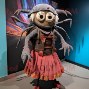 nan Spider mascot costume character dressed with a Empire Waist Dress and Backpacks