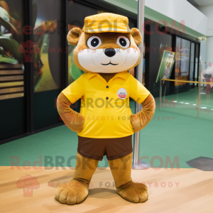 Gold Otter maskot kostym...