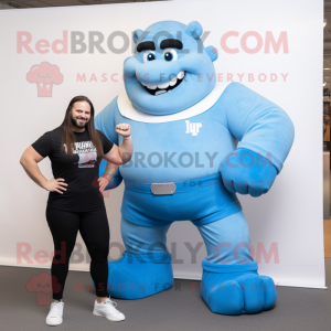 Sky Blue Strongman mascotte...