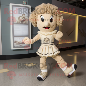 Beige Irish Dancing Shoes mascot costume character dressed with a Playsuit and Clutch bags