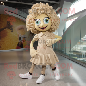 Beige Irish Dancing Shoes mascot costume character dressed with a Playsuit and Clutch bags