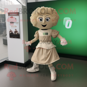 Beige Irish Dancing Shoes mascot costume character dressed with a Playsuit and Clutch bags
