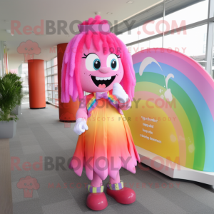 Pink Rainbow maskot kostume...