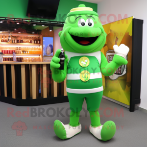 Green Green Beer mascot costume character dressed with a Shorts and Anklets