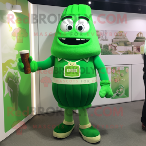 Green Green Beer mascot costume character dressed with a Shorts and Anklets