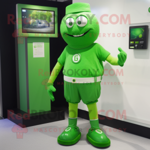 Green Green Beer mascot costume character dressed with a Shorts and Anklets