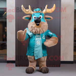 Teal Elk maskot kostym...