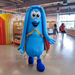 Blue Hot Dog mascotte...