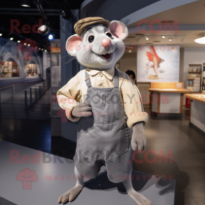 Silver Ratatouille mascot costume character dressed with a Overalls and Cufflinks
