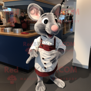 Silver Ratatouille mascot costume character dressed with a Overalls and Cufflinks