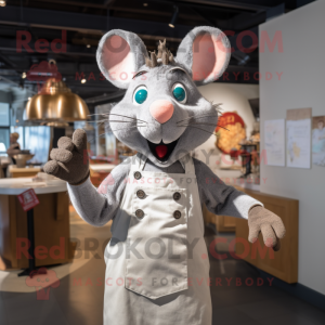 Silver Ratatouille mascot costume character dressed with a Overalls and Cufflinks