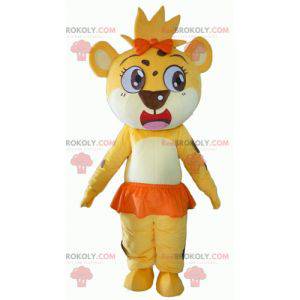 Lion cub mascotte geel, wit en oranje - Redbrokoly.com