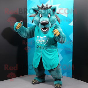 Cyan Wild Boar maskot drakt...