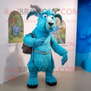 Blue Goat maskot kostym...