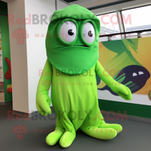 Personaje de disfraz de mascota de la pelota de rugby verde lima vestido  con clips de traje y bufanda - Disfraces de mascotas -   Tamaño L (175-180 CM)