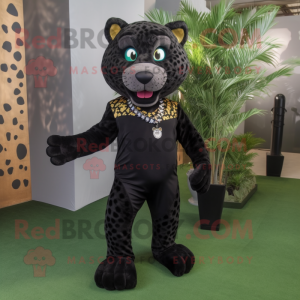 Svart Cheetah maskot kostym...