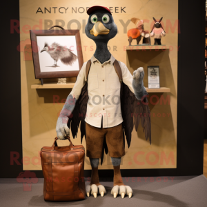 nan Archeopteryx mascot costume character dressed with a Henley Shirt and Briefcases