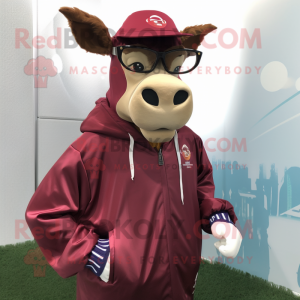 Maroon Jersey Cow maskot...