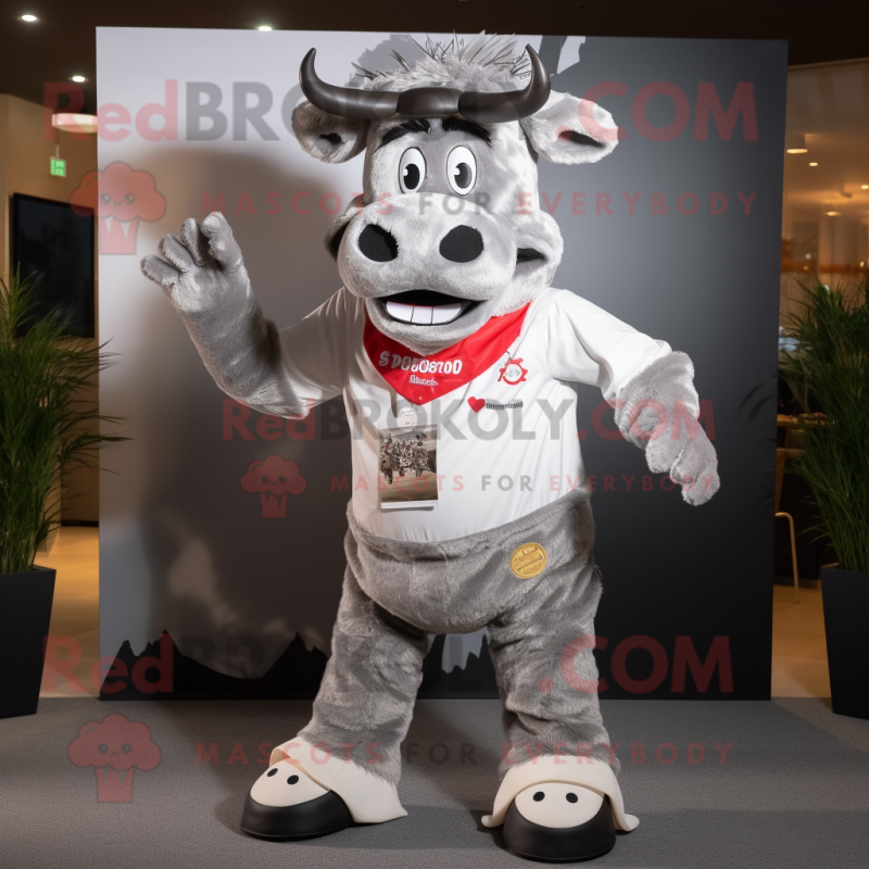 Silver Beef Stroganoff mascot costume character dressed with a Shorts and Headbands