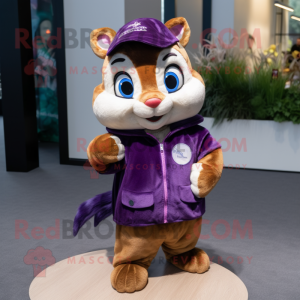 Lila Chipmunk maskot kostym...