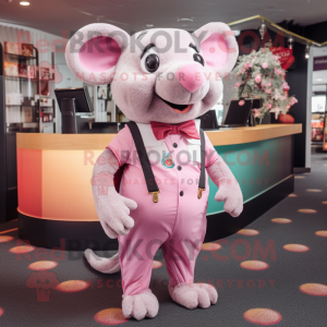 Pink Rat maskot kostume...