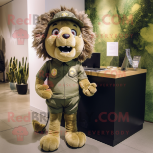 Olive Tamer Lion mascot costume character dressed with a Romper and Keychains