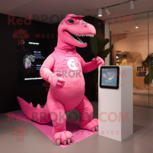 Rosa Iguanodon maskot drakt...