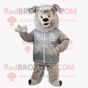 Silver Beef Stroganoff mascot costume character dressed with a Windbreaker and Cummerbunds