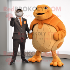 Orange Glyptodon mascot costume character dressed with a Jacket and Ties