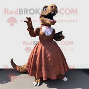 Brun T Rex maskot kostume...