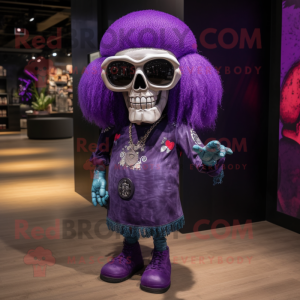 Purple Skull maskot kostume...