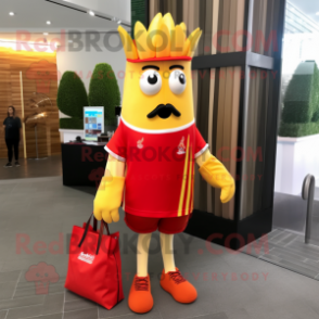 nan French Fries mascot costume character dressed with a Rash Guard and Tote bags