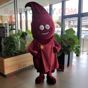 Maroon Beet mascot costume character dressed with a Sheath Dress and Wraps