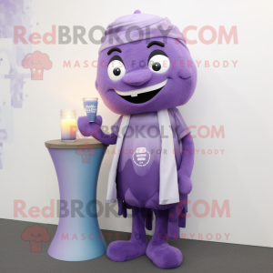 Lavender Scented Candle mascot costume character dressed with a Capri Pants and Shawl pins