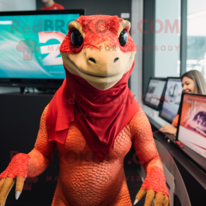 Röd Komodo Dragon maskot...
