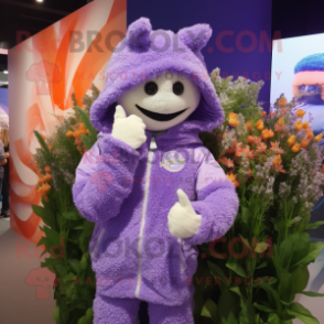 Lavender Bouquet Of Flowers mascot costume character dressed with a Hoodie and Bracelets