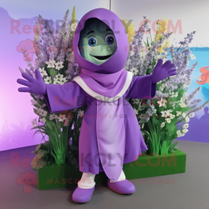 Lavender Bouquet Of Flowers mascot costume character dressed with a Hoodie and Bracelets