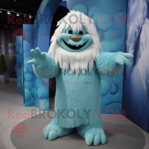 Cyaan Yeti mascotte kostuum...