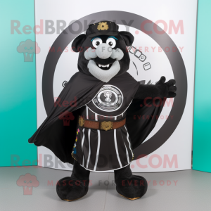 Black Celtic Shield mascot costume character dressed with a Poplin Shirt and Scarves