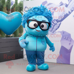 Cyan Heart mascotte kostuum...