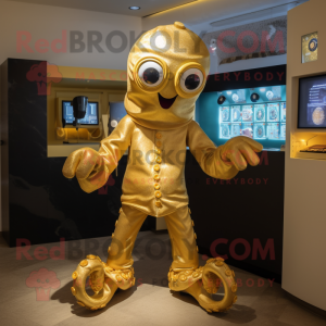 Gold Octopus maskot kostym...