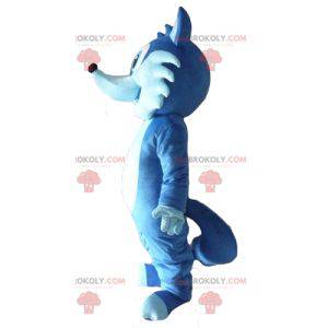 Mascot pretty two-tone blue fox smiling - Redbrokoly.com