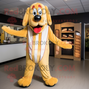Gold Hot Dog maskot kostume...