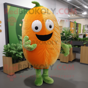 Orange Cucumber mascot costume character dressed with a Playsuit and Wraps