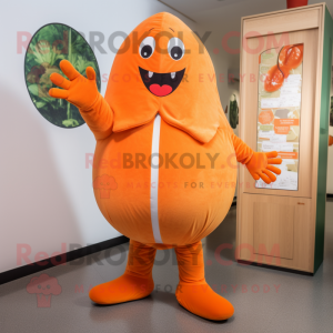 Orange Cucumber mascot costume character dressed with a Playsuit and Wraps